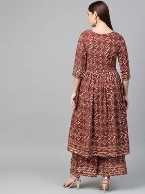 Maroon screen print rayon salwar 2