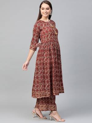 Maroon screen print rayon salwar 4