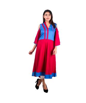 magenta printed rayon kurti 1