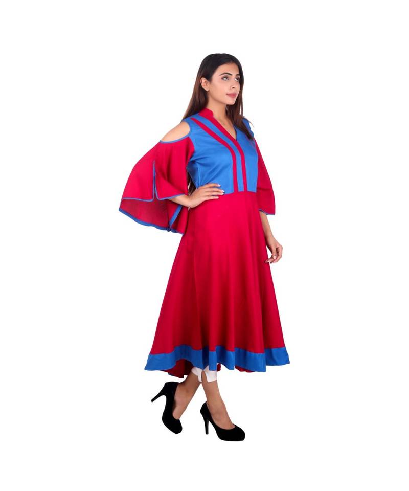 magenta printed rayon kurti