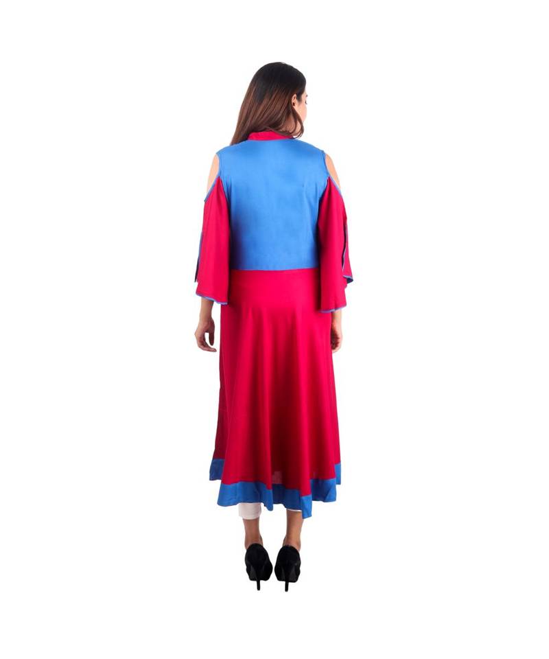 magenta printed rayon kurti