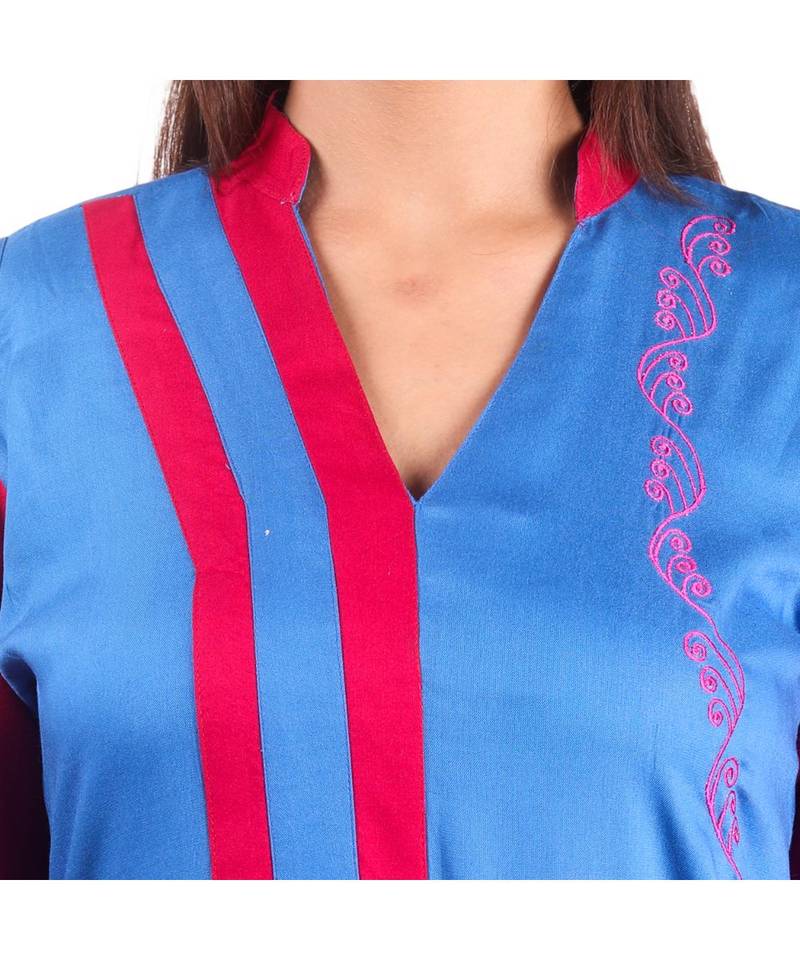 magenta printed rayon kurti