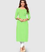 Women's Green Rayon Straight Kurti