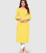 Women's Yellow Rayon Straight Kurti