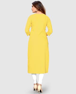 Women's Yellow Rayon Straight Kurti 2