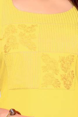 Women's Yellow Rayon Straight Kurti 4