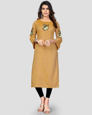 Women's Mustard Rayon Straight Kurti 1
