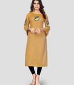 Women's Mustard Rayon Straight Kurti