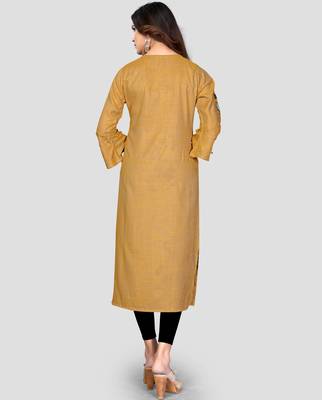 Women's Mustard Rayon Straight Kurti 2