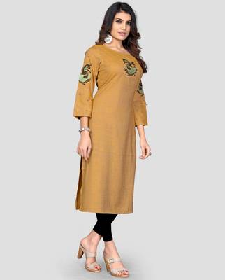 Women's Mustard Rayon Straight Kurti 3