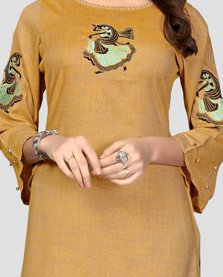 Women's Mustard Rayon Straight Kurti 4