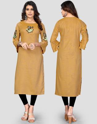 Women's Mustard Rayon Straight Kurti 5
