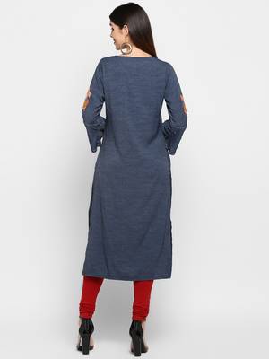 Women's Blue Rayon Straight Kurti 2