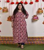 Red printed rayon kurtas-and-kurtis