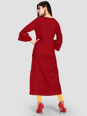 Women's Maroon Rayon Straight Kurti 2