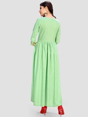 Women's Light Green Rayon Anarkali Kurti 2