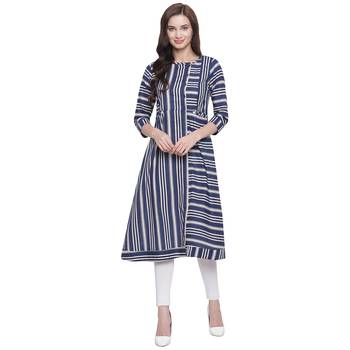 Blue printed cotton kurti 1
