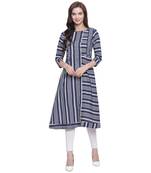 Blue printed cotton kurti