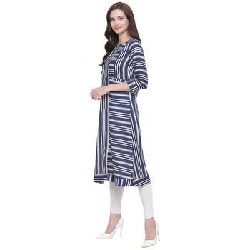 Blue printed cotton kurti 3