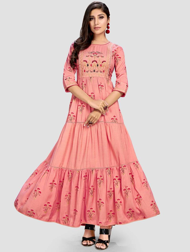 pink cotton anarkali