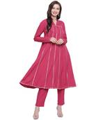 Pink woven crepe kurti