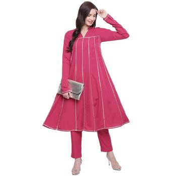 Pink woven crepe kurti 2