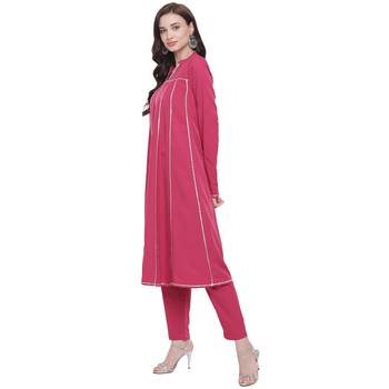 Pink woven crepe kurti 3