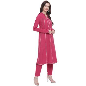 Pink woven crepe kurti 4