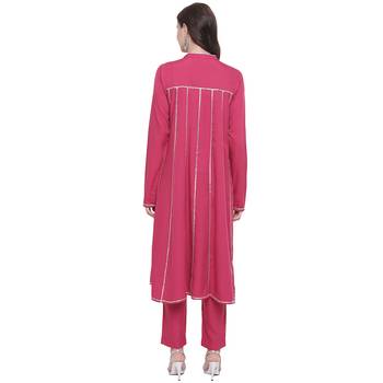 Pink woven crepe kurti 5