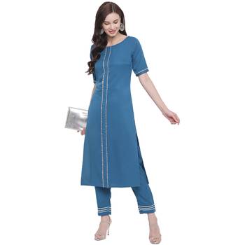 Blue woven crepe kurti 2