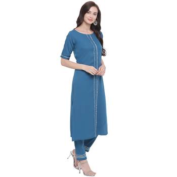 Blue woven crepe kurti 4