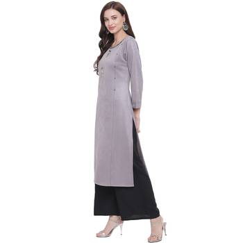 Grey embroidered polyester kurti 3
