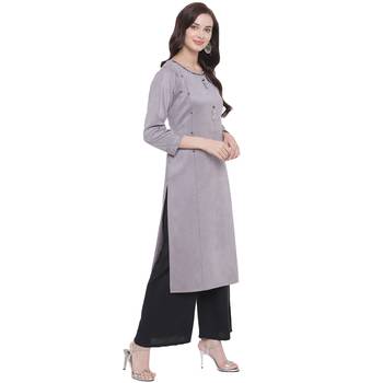 Grey embroidered polyester kurti 4