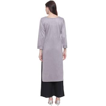Grey embroidered polyester kurti 5