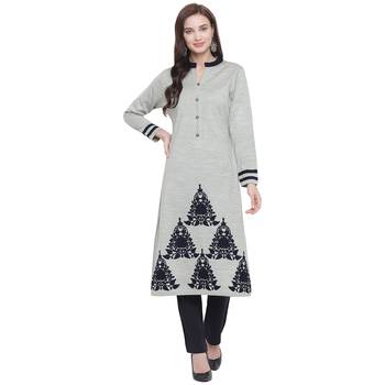 Grey embroidered polyester kurti 1