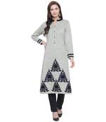 Grey embroidered polyester kurti