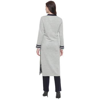 Grey embroidered polyester kurti 5