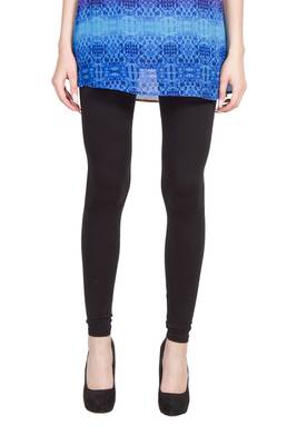 Black plain cotton leggings 2