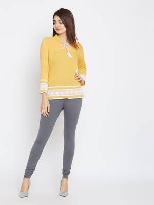 Grey plain cotton leggings 1