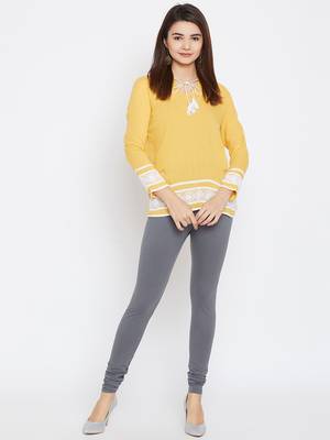 Grey plain cotton leggings 2