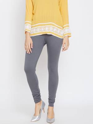 Grey plain cotton leggings 3