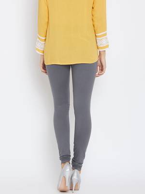 Grey plain cotton leggings 4