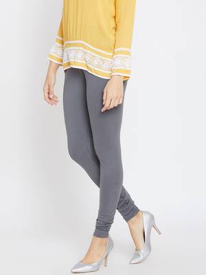 Grey plain cotton leggings 5