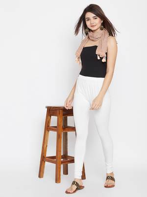 White plain cotton leggings 1