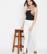 White plain cotton leggings