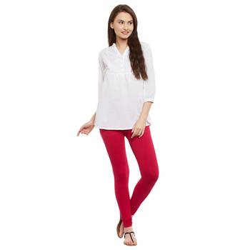 Magenta plain cotton leggings 1