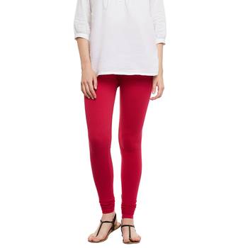 Magenta plain cotton leggings 2