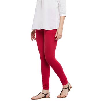 Magenta plain cotton leggings 4