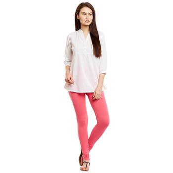 Pink plain cotton leggings 1