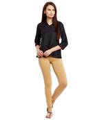 Beige plain cotton leggings